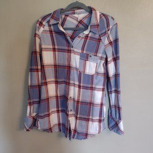 Free People Plaid Flannel Frayed details